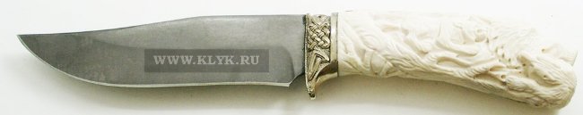 Нож Вепрь-1 (литой булат, рог, ножны рог, кожа) авторский