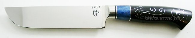 Нож Узбек (сталь 95х18, кап клёна, граб, инкрустация)